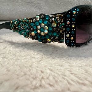 Montana West Embellished Black and Gold Women's Sunglasses
